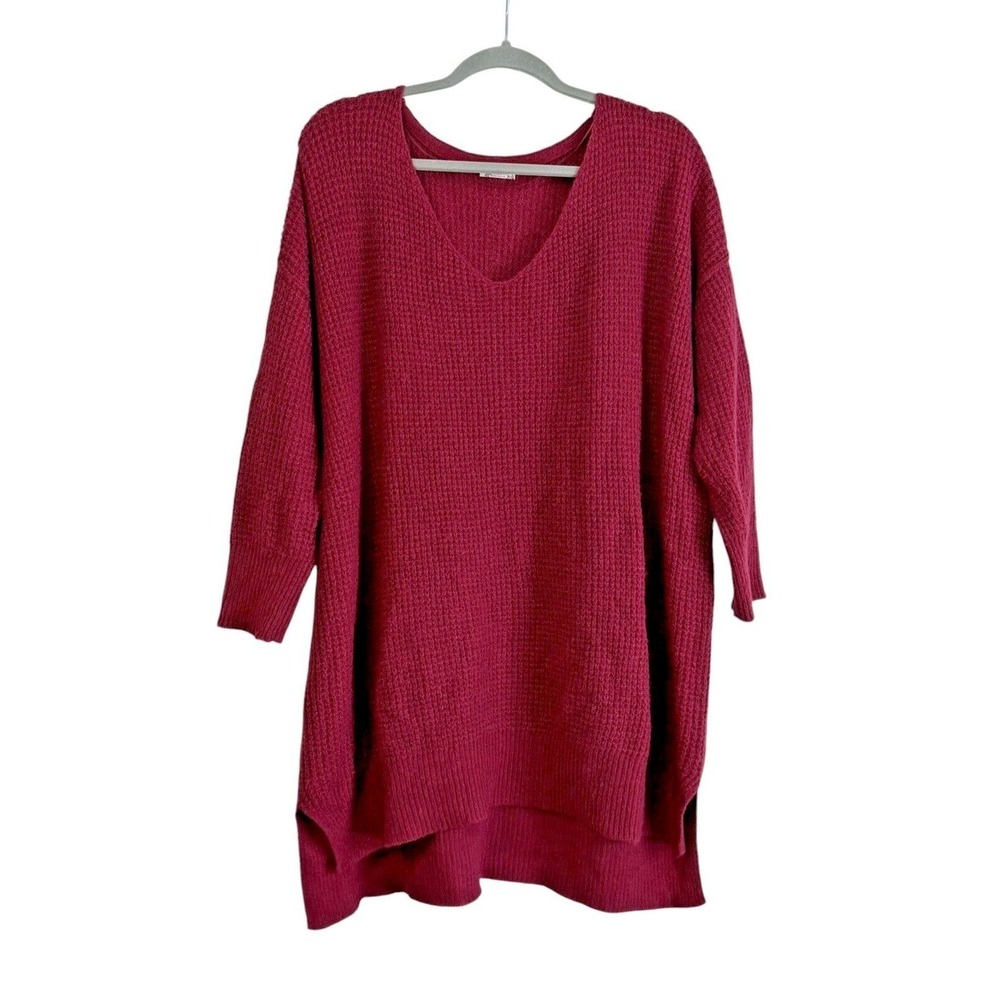 Intimately Free People Womens Cozy Oversized Tunic Sweater Waffle Knit XS/S Pink